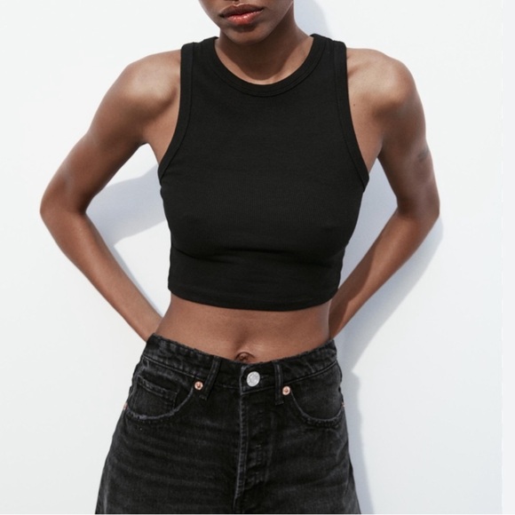 4 for $20 🔥 ZARA black cotton crop tank top - Picture 1 of 5